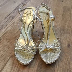 Guess by Marciano Gold Platform Sandals, Size 8